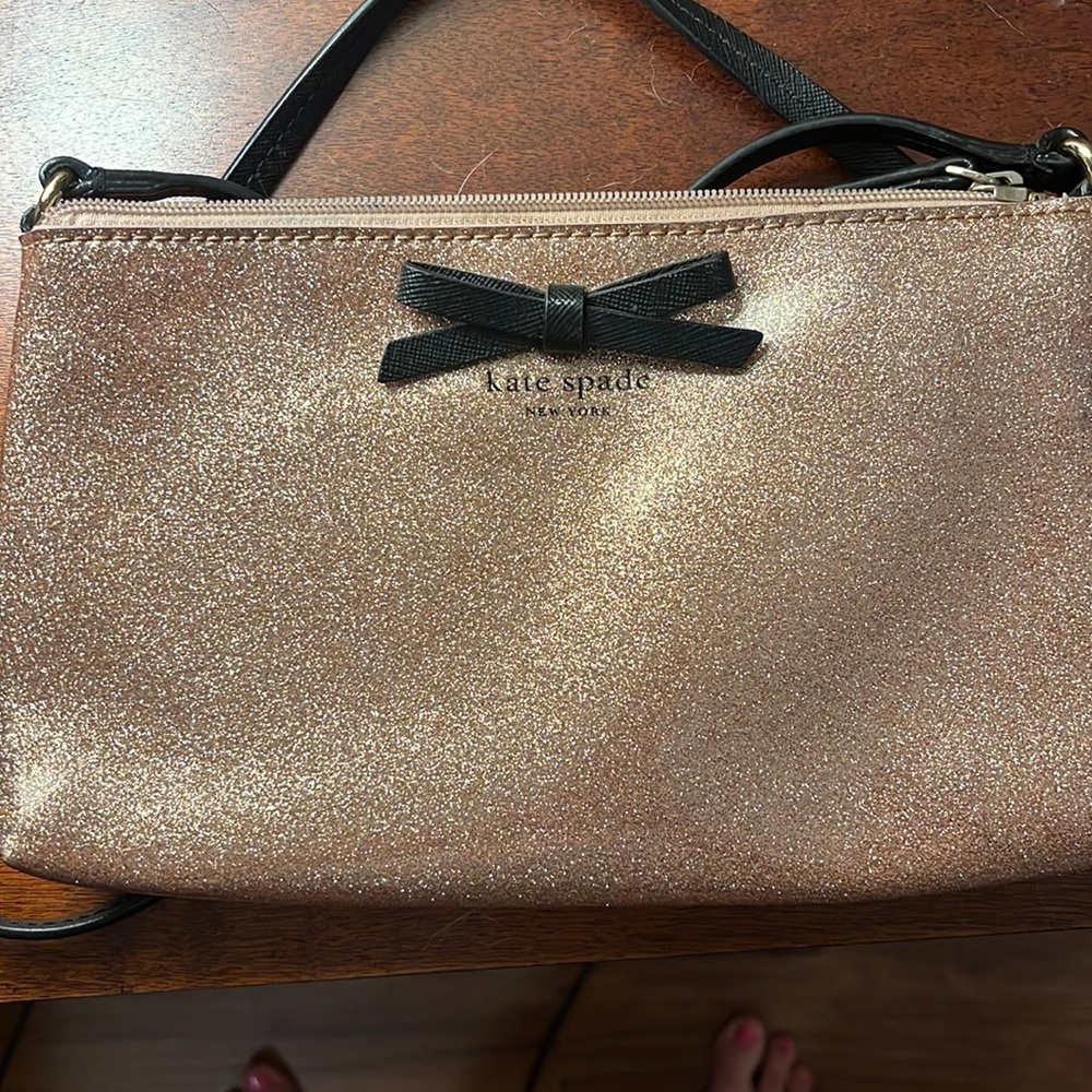 Kate spate cross body pink glitter bow